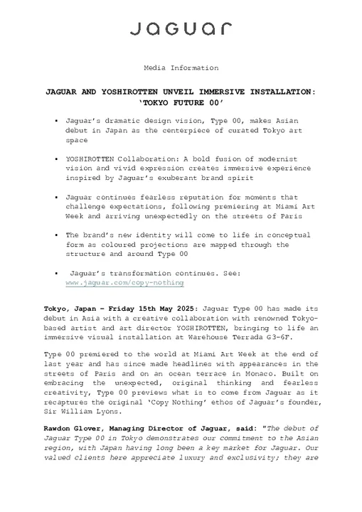 0f07225f-9ebe-43fc-9fd0-02974faf8f0f-JAGUAR AND YOSHIROTTEN UNVEIL IMMERSIVE INSTALLATION TOKYO FUTURE.docx